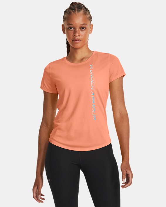 เสื้อแขนสั้น UA Speed Stride Graphic สำหรับผู้หญิง in Orange image number 0